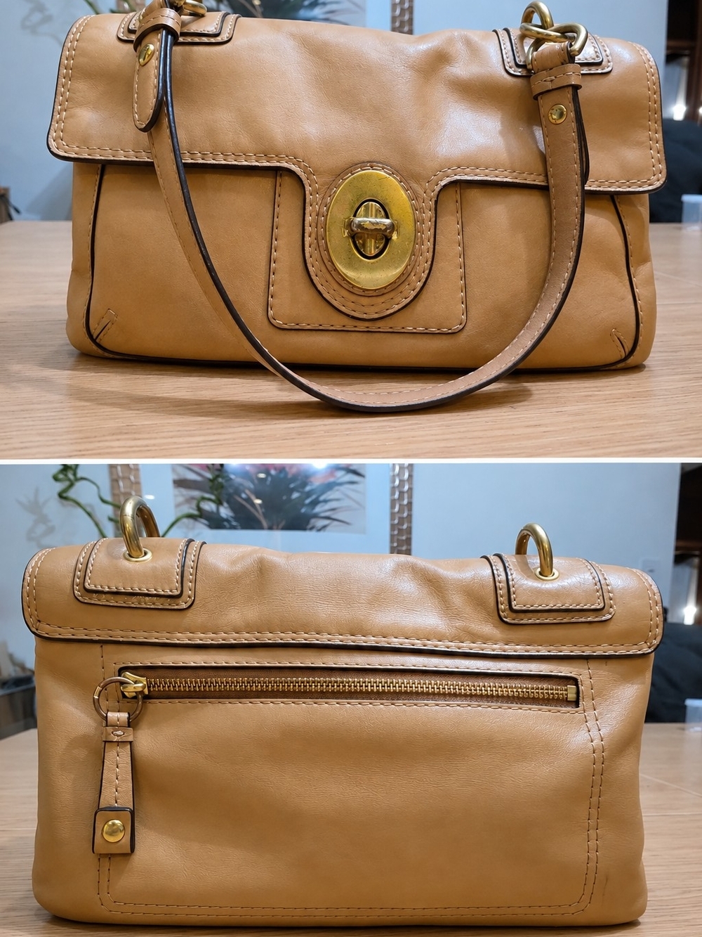Coach Vintage Tabby Leather Flap Shoulder Bag Brown